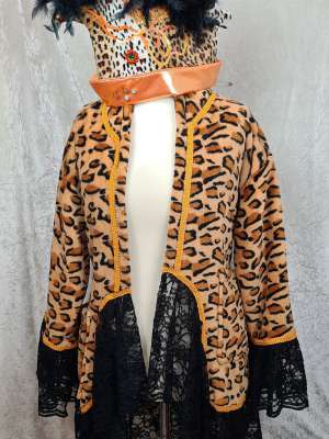 Bademantel im Barock-Stil - Leopard / Orange-Schwarz